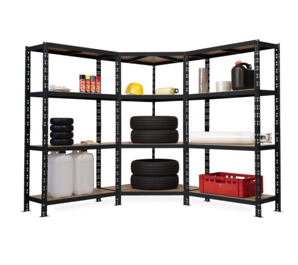 Sistem de rafturi de colt 1800x900x900x400 mm, 1800x1000x400 mm, 1800x1000x400, polite MDF