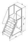 Scara mobila cu platformă HK - 1148x1079x700 mm, 4+1 trepte