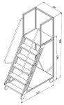 Scara mobila cu platformă HK - 1398x1223x700 mm, 5+1 trepte