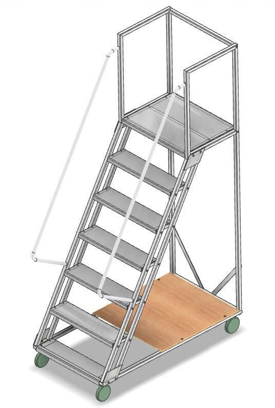 Scara mobila cu platformă HK - 1648x1367x700 mm, 6+1 trepte