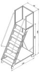 Scara mobila cu platformă HK - 1648x1367x700 mm, 6+1 trepte