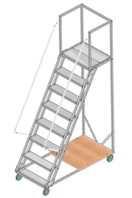 Scara mobila cu platformă HK - 1898x1512x700 mm, 7+1 trepte