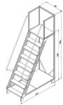 Scara mobila cu platformă HK - 1898x1512x700 mm, 7+1 trepte