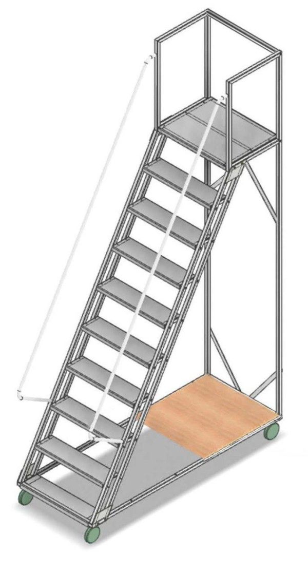 Scara mobila cu platformă HK - 2398x1800x700 mm, 9+1 trepte