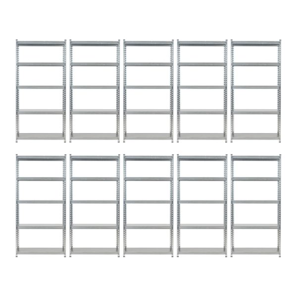 Promotie: Pachet 10 x Raft tip polita galvanizat - H:1830mm x L:900mm x W:380mm, polita pal laminat