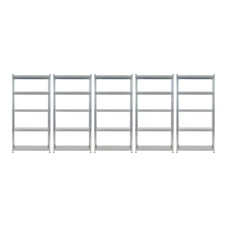 Promotie: Pachet 5 x Raft tip polita galvanizat - H:1830mm x L:900mm x W:380mm, polita pal laminat